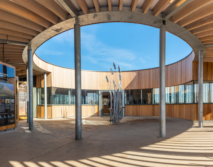 The Lookout’s circular shape minimises the structure’s visual impact, and the central courtyard frames the big Norfolk sky