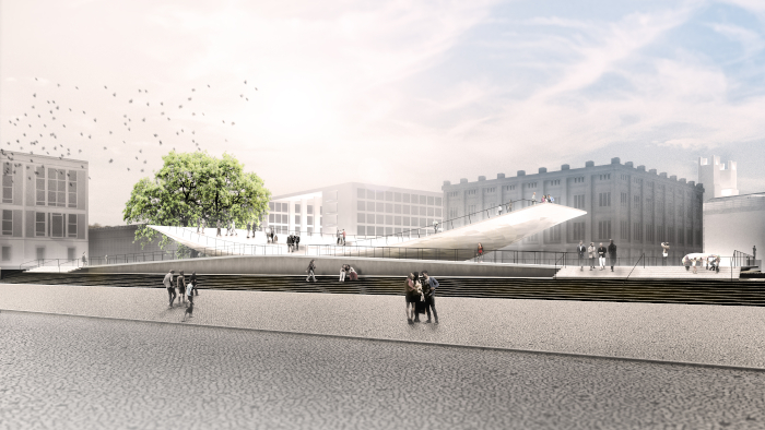 Milla & Partner’s bowl monument is designed to be dynamic, able to react alongside the people that view and engage with it