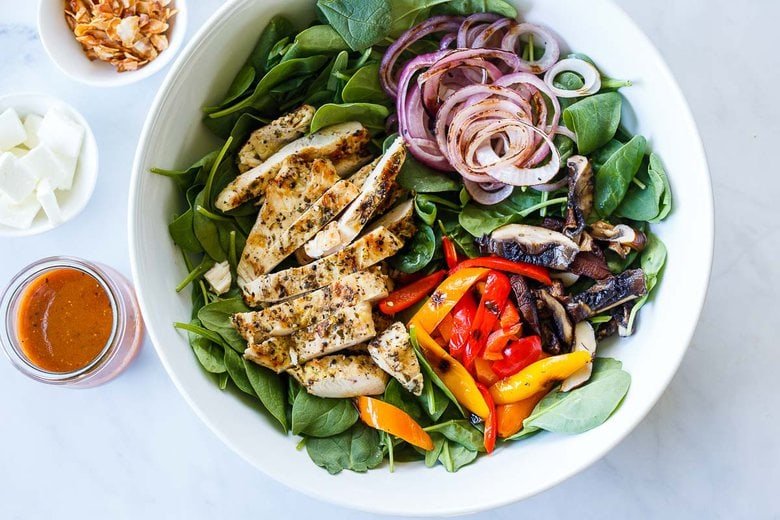spinach salad assembled