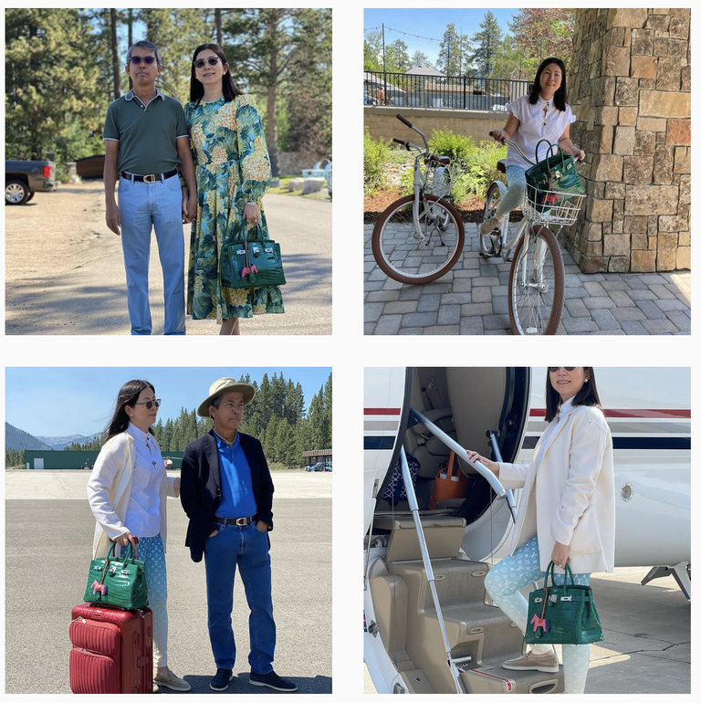 Screen Shot 2022-08-05 at 5.18.04 PM.png A selection of photos from Heng Sokha's Instagram feed dated July 1, 2021, where she's sporting a luxury Hermès Birkin bag.